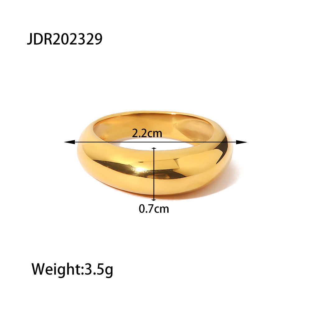 5pcs Tide Cold Titanium Steel 18K Gold Plated Curved Smooth Version Plain Ring Female Niche Design Tail Ring Bracelet
