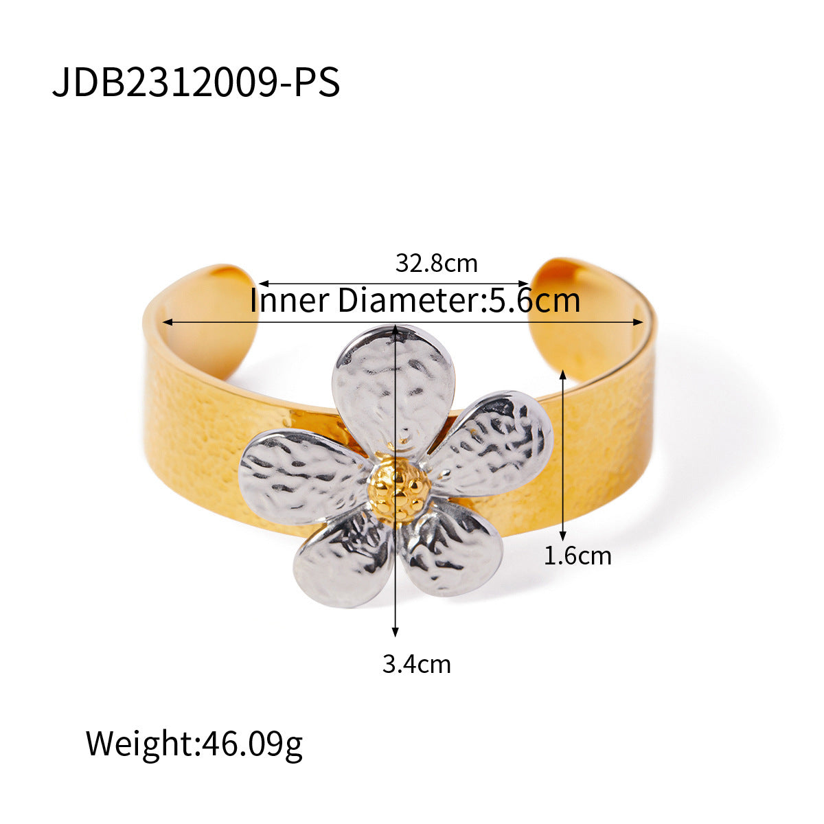 5pcs Fashion All-Match Titanium Steel Bracelet Sweet Cool Gold And Silver Matching Flowers Open 18K Gold Stainless Steel Bracelet Hand Jewelry