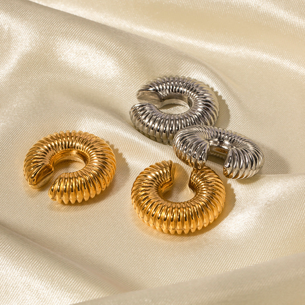 5pcs Fashion Simple With Stainless Steel Ear Clip 18K Gold Stainless Steel Large Snail Shell Ear Clip Jewelry Women