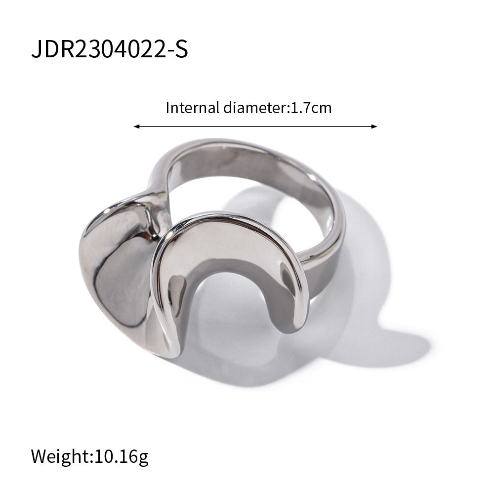 5pcs 18K Gold-Plated Ruffled Stainless Steel Ring Fashion Light Luxury Jewelry