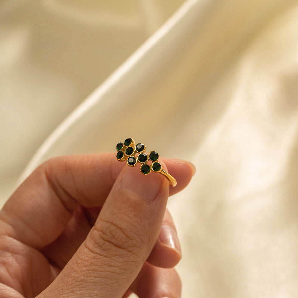 5pcs 18K Gold Plated Stainless Steel Inlaid With Natural Pearl Open Ring Does Not Fade All Matching Ring