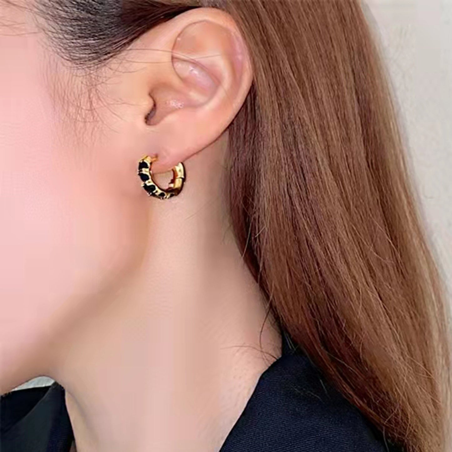 5pcs New 14K Gold-Plated Stainless Steel Earrings Round Zircon Pendant Women's Jewelry Earrings Pendant