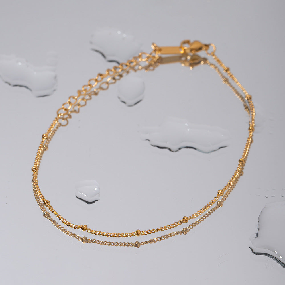 5pcs New Women's Titanium Steel Anklet 18K Gold Fine Classic Round Bead Chain Anklet Fashion Everything Anklet Jewelry