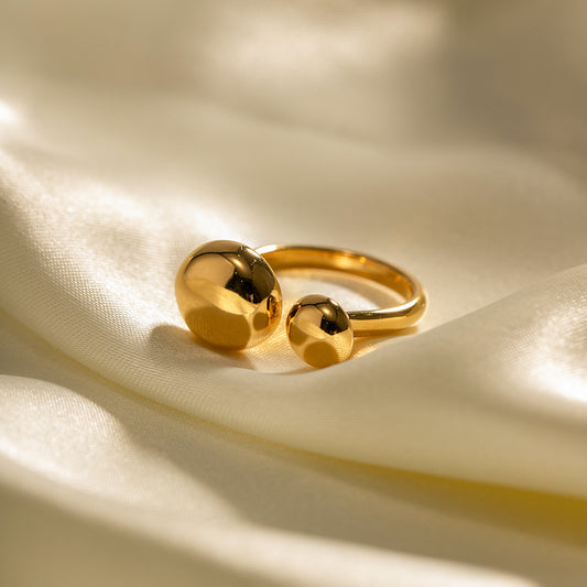 5pcs Size 18K Gold Stainless Steel Round Drop Ring Non-Fading All-Match Stainless Steel Ring