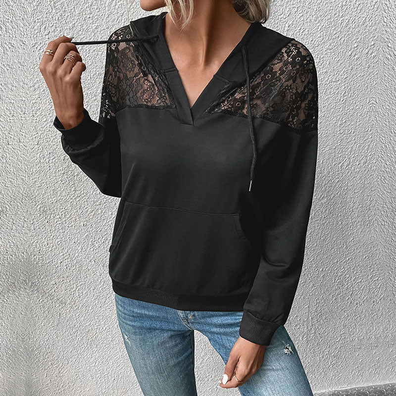 Women's New Autumn And Winter New Long-Sleeved Black Women's Hooded Hoodie