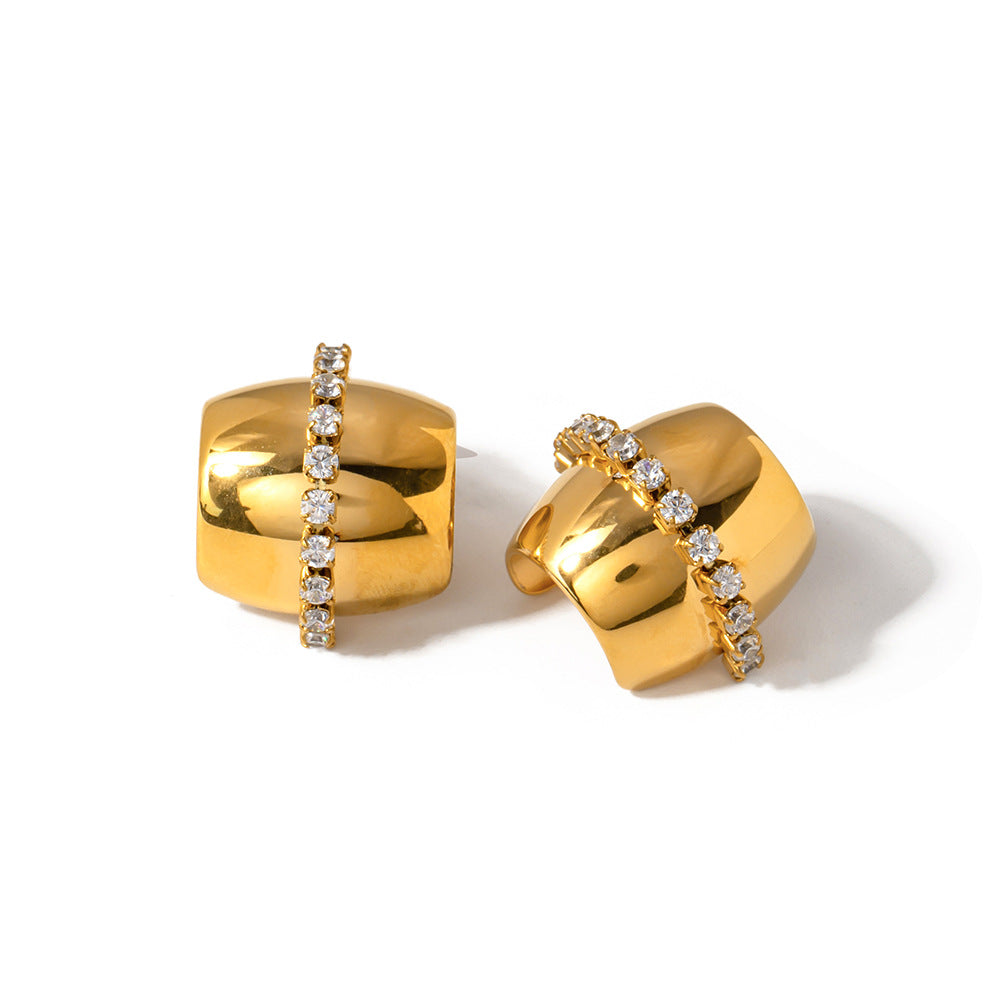5pcs Love Geometric Titanium Steel Earrings 18K Gold-Plated Stainless Steel Women's Fashion All-Matching Earrings Earrings