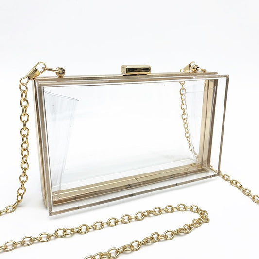 Acrylic Women's Bag Small Square Bag Summer Candy Color Transparent Box Bag Dinner Bag Chain Bag