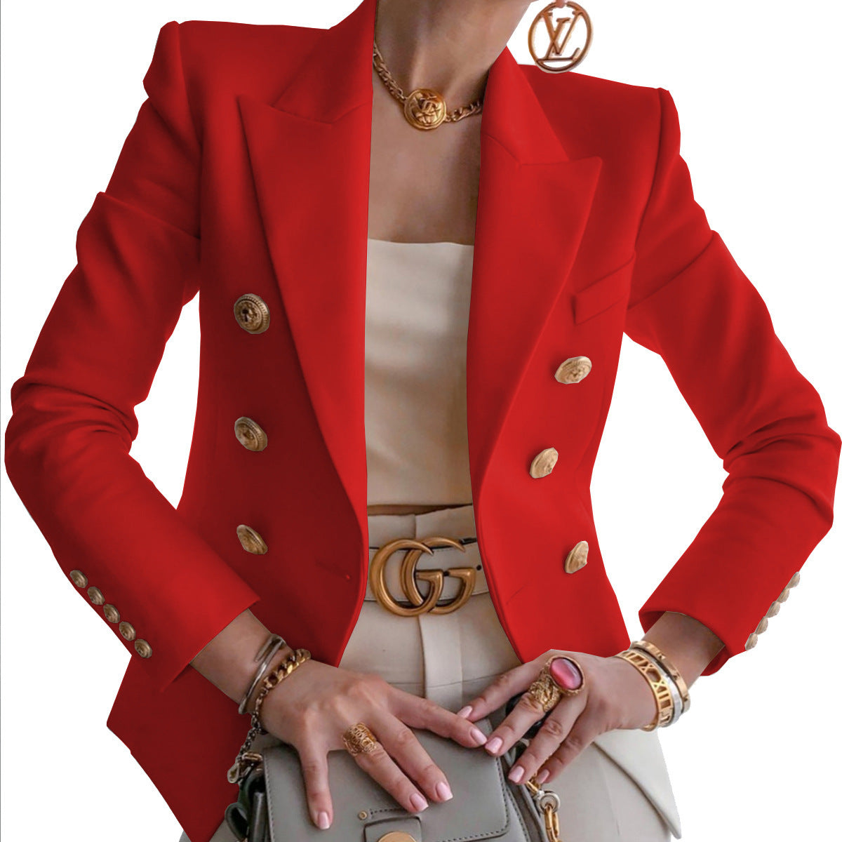 Women's Autumn And Winter New Fashion Temperament Slim Solid Color Suit Jacket Women A Hair