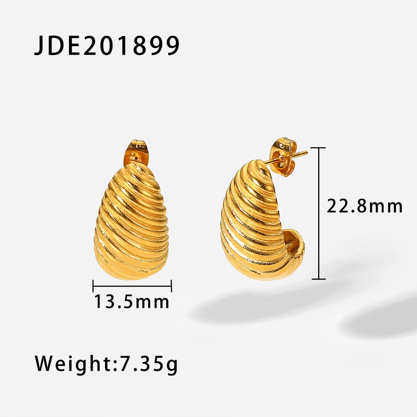 5pcs Stylish Metallic Earrings 18K Gold Plated Irregular Spiral Studs Women's Stainless Steel Earrings