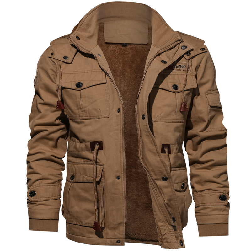 Navy Deck Suit Lamb Cashmere Jacket For Men Winter Padded Coat With Extra Fleece
