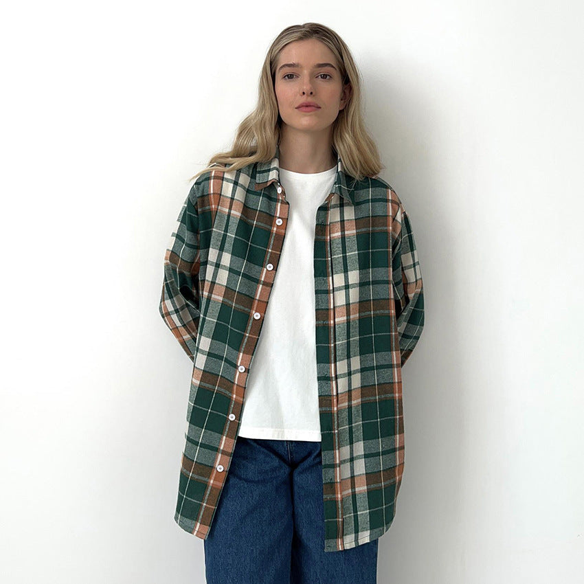Plaid Classic Lapel Loose Women's Shirt New Spring Commuter Fashion Women