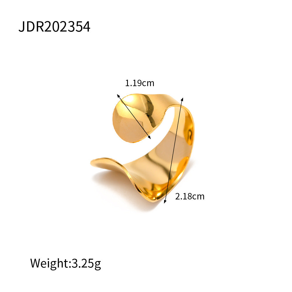 5pcs Geometric Simple 18K Gold Stainless Steel Open Ring Does Not Fade Niche Design All-Match Ring