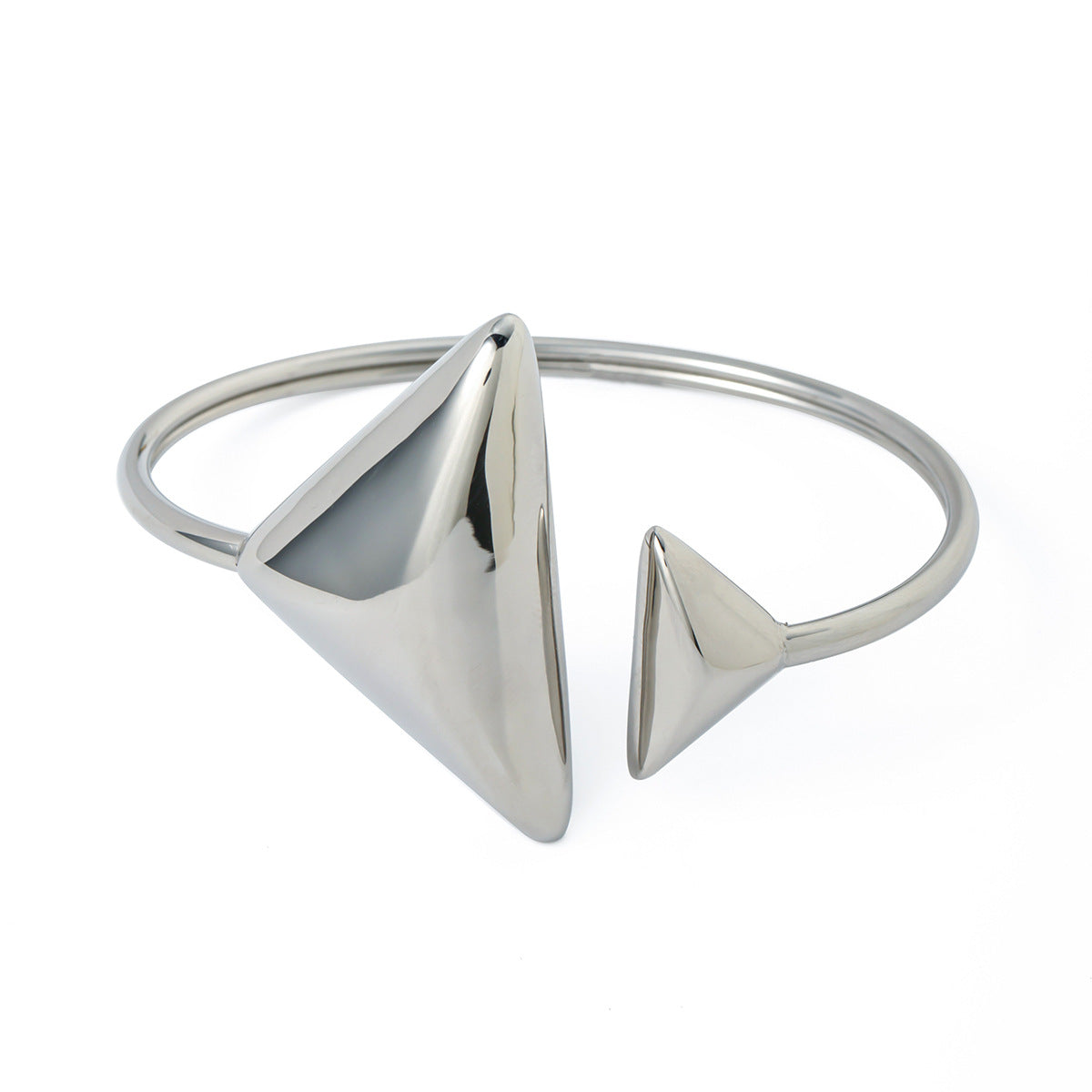 5pcs Stainless Steel Asymmetrical Triangle Spring Bracelet Light Luxury High-Grade High-Grade Temperament Titanium Steel Bracelet