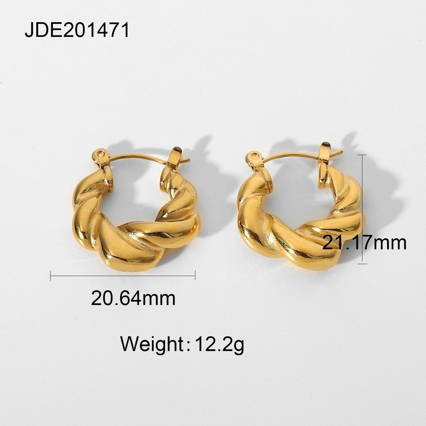 5pcs New Chunky Twist Croissant Stud Earrings 18 Gold-Plated Stainless Steel Ring Earrings For Women