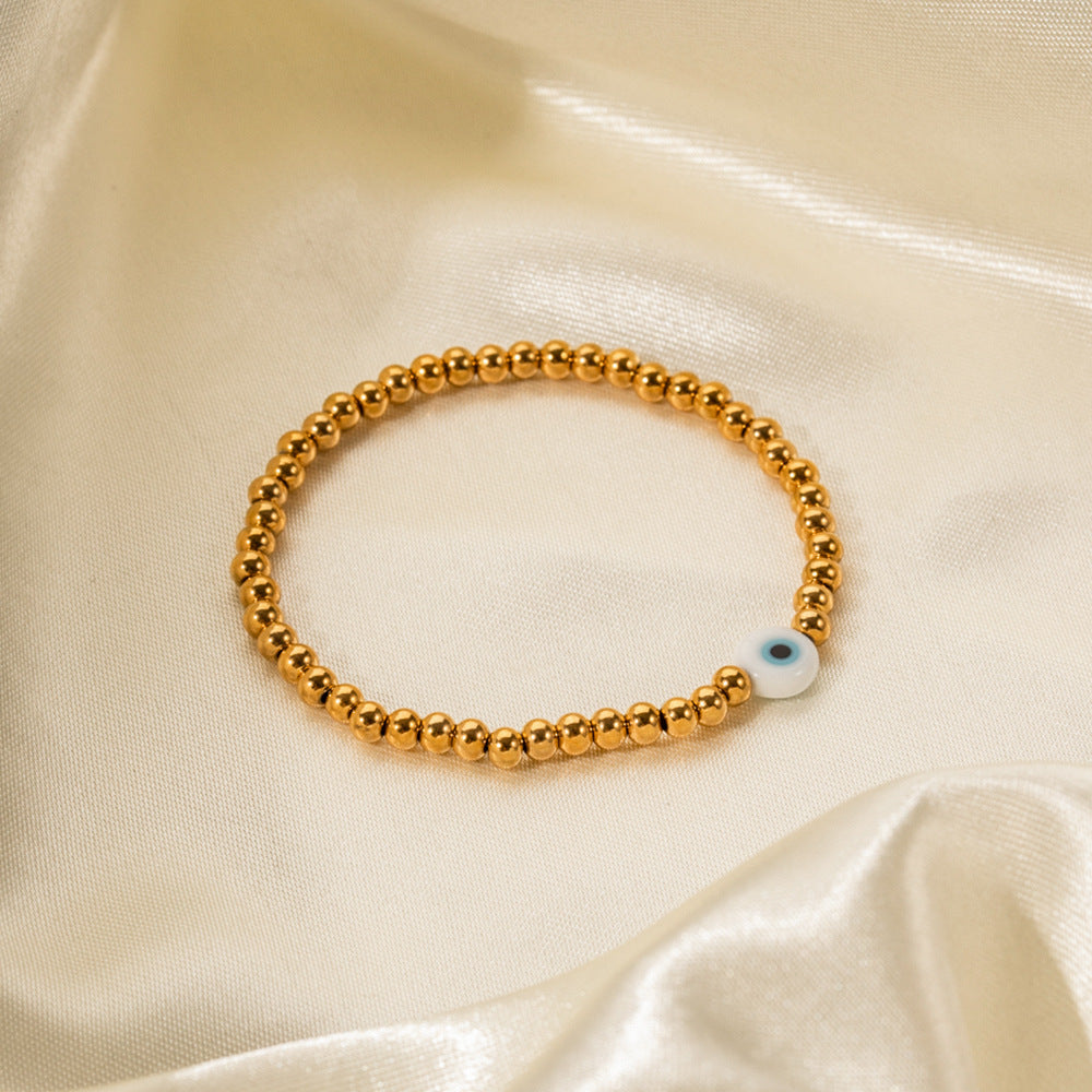 5pcs 18K Gold Stainless Steel /4Mm Devil's Eye Stretch Bracelet Accessory