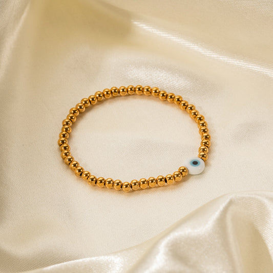 5pcs 18K Gold Stainless Steel /4Mm Devil's Eye Stretch Bracelet Accessory