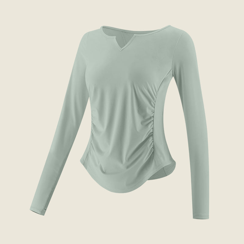 Nylon Yoga Wear Women's Quick-Drying Fitness Wear Sports Top Pilates Training Wear Long-Sleeved Clothes Running Smock Autumn