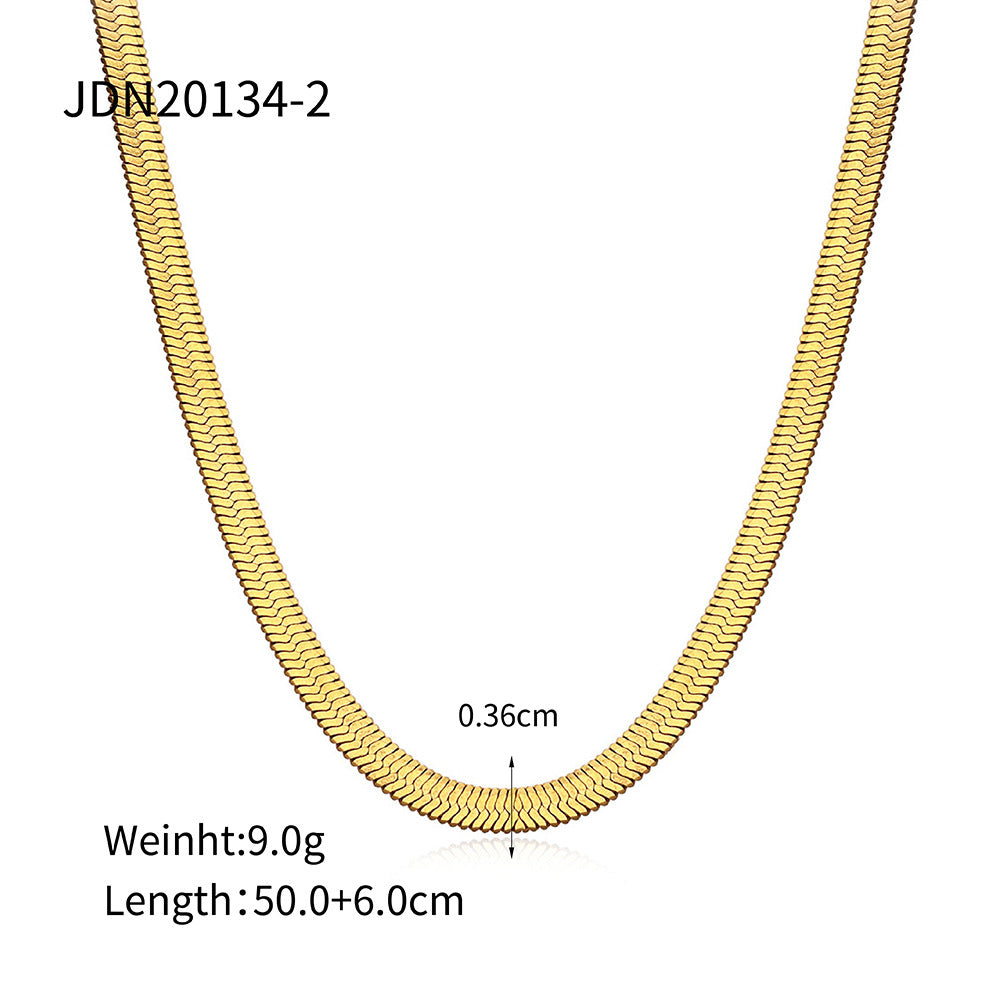 5pcs Exquisite 18K Gold-Plated Stainless Steel Necklace Titanium Steel Popular Women's Necklace Overlay Wear Jewelry Snake Bone Chain Necklace