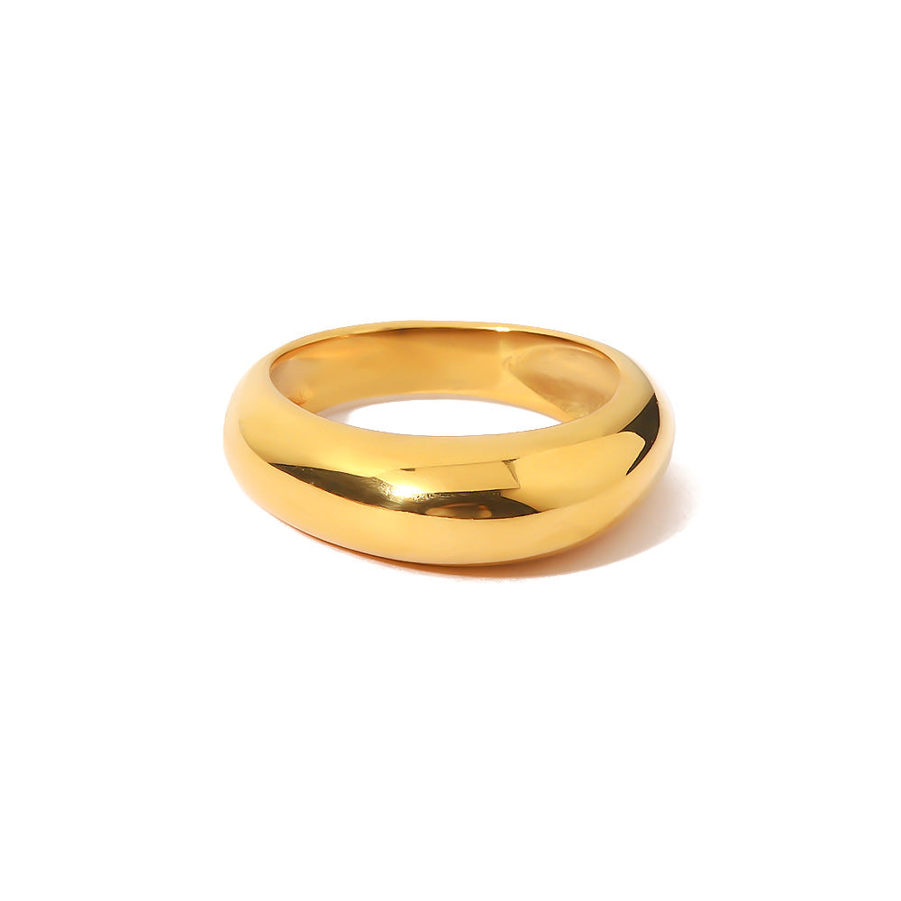 5pcs Tide Cold Titanium Steel 18K Gold Plated Curved Smooth Version Plain Ring Female Niche Design Tail Ring Bracelet