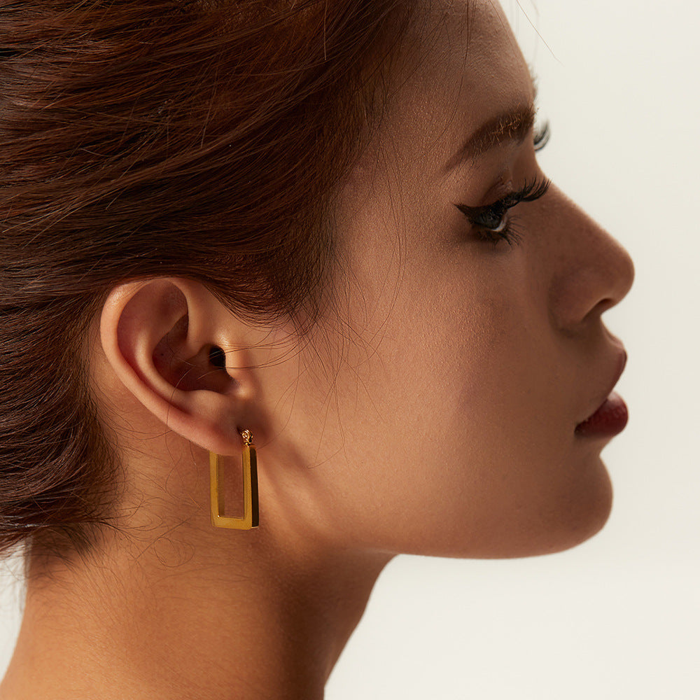 5pcs New Chunky Twist Croissant Stud Earrings 18 Gold-Plated Stainless Steel Ring Earrings For Women