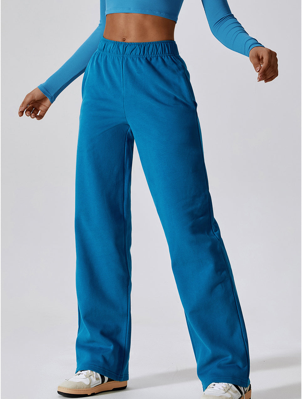 Waist Plus Velvet Warm Loose Sports Pants Straight Leg Wide Leg Pants Outdoor Leisure Sports Sweatpants Female