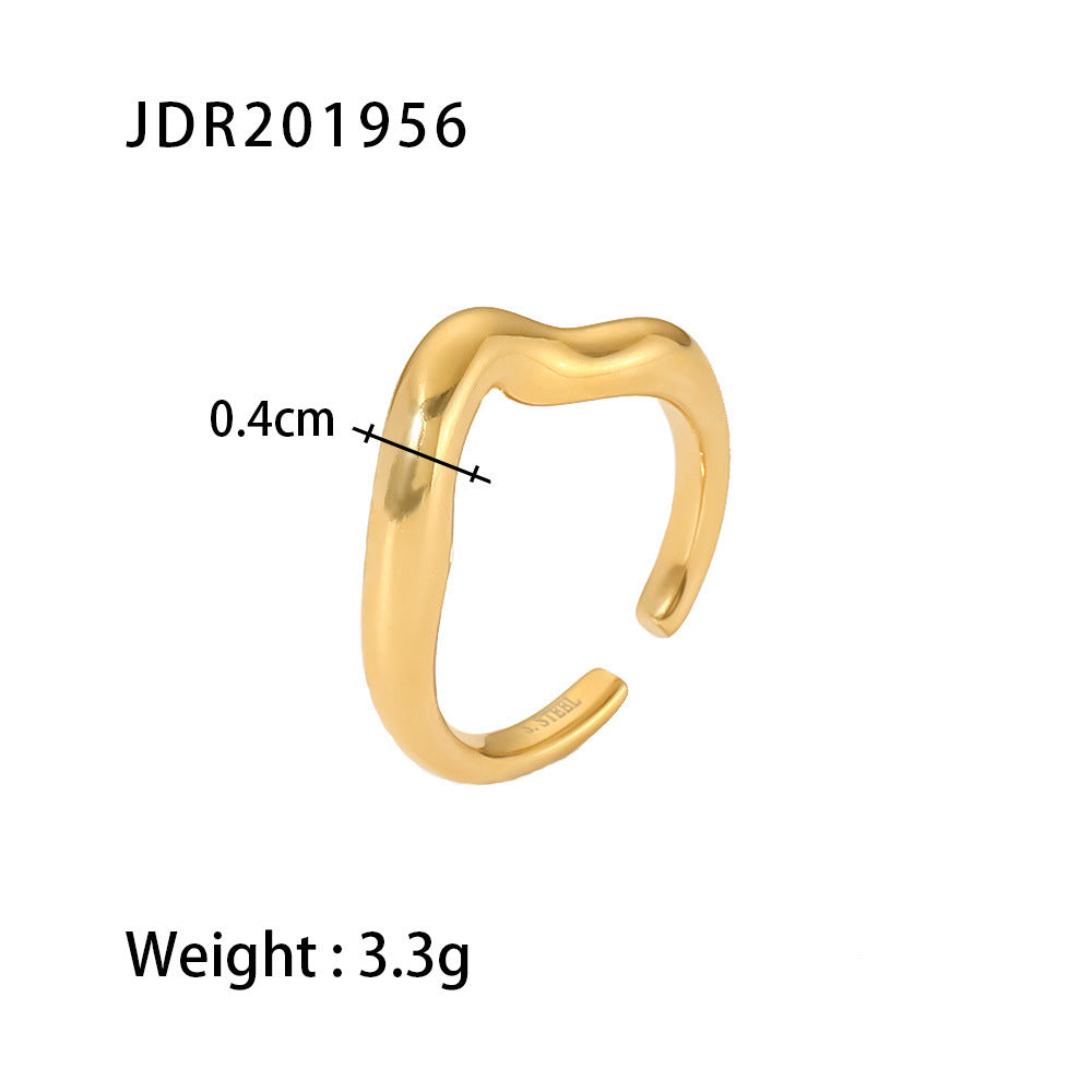 5pcs No Irregular Geometric Lines Ring Female Personality Hip Hop Opening Adjustable Index Finger Ring Couple Ring
