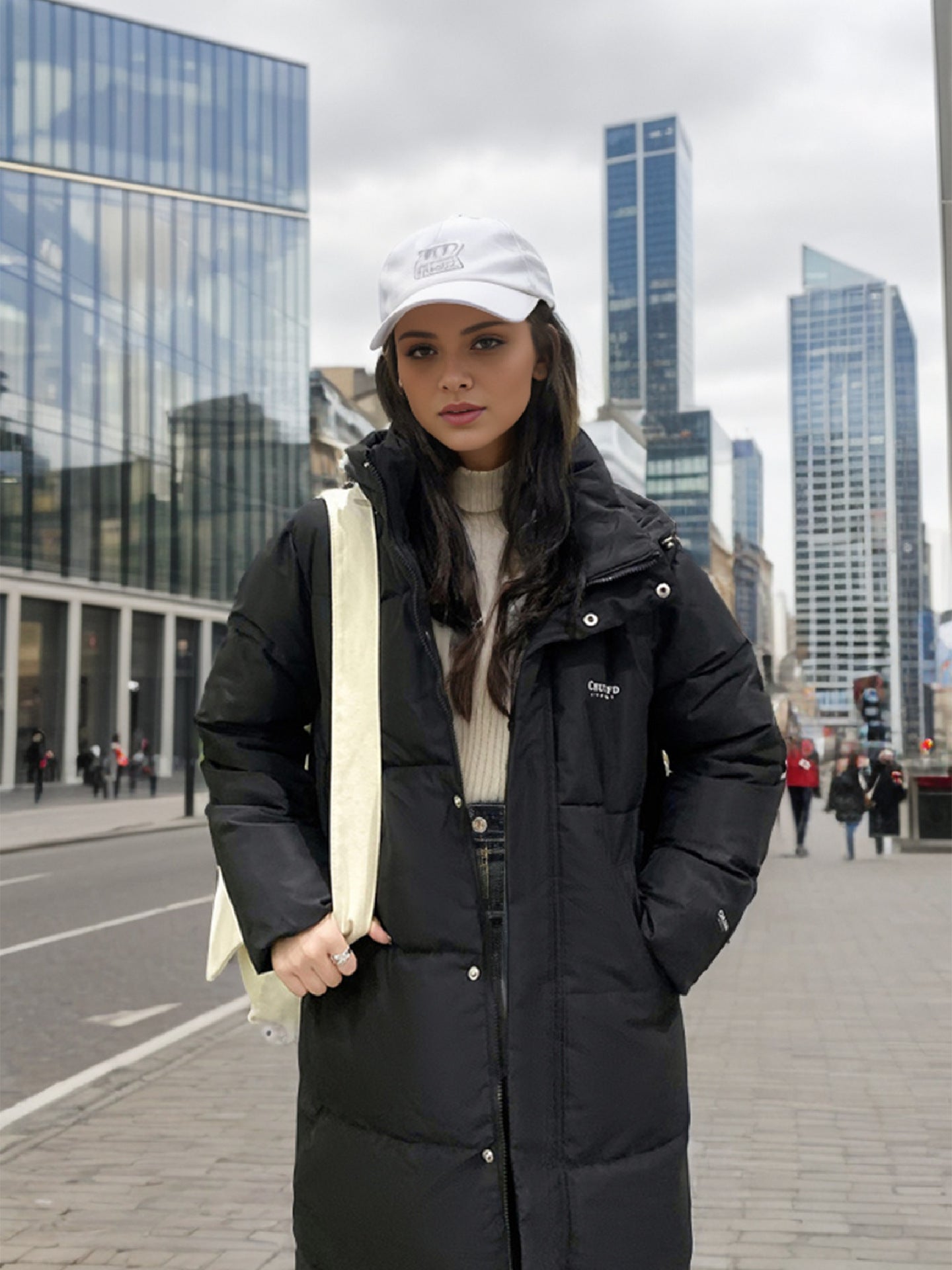 Long Over The Knee Hooded Cotton-Padded Coat Women's New Winter Loose Korean Version Thickened Bread Coat Casual Cotton-Padded Coat