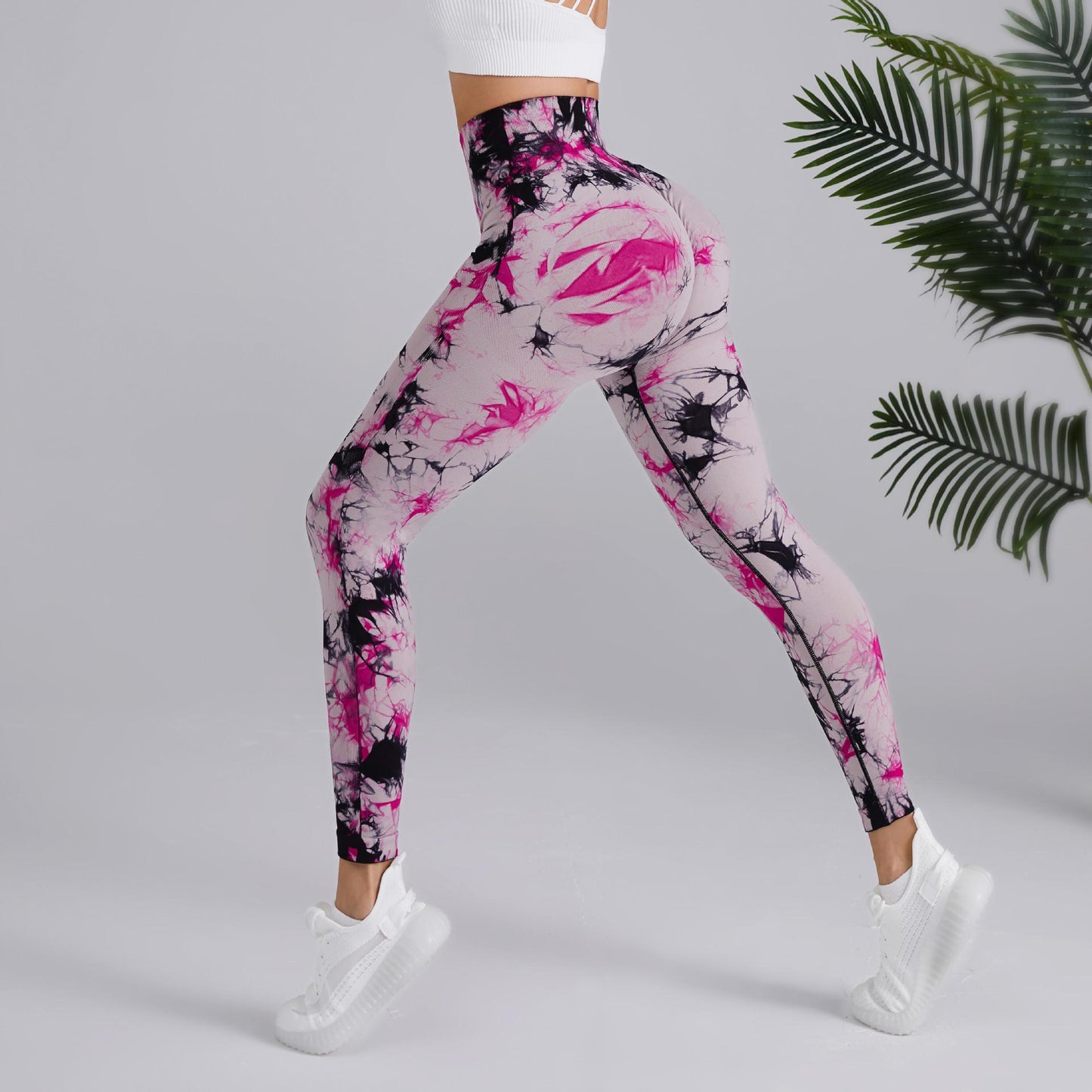 Seamless Peach Yoga Tight Pants Women's Two-Color Tie-Dye Bleaching High-Waisted Hip Lift Sports Running Fitness Pants