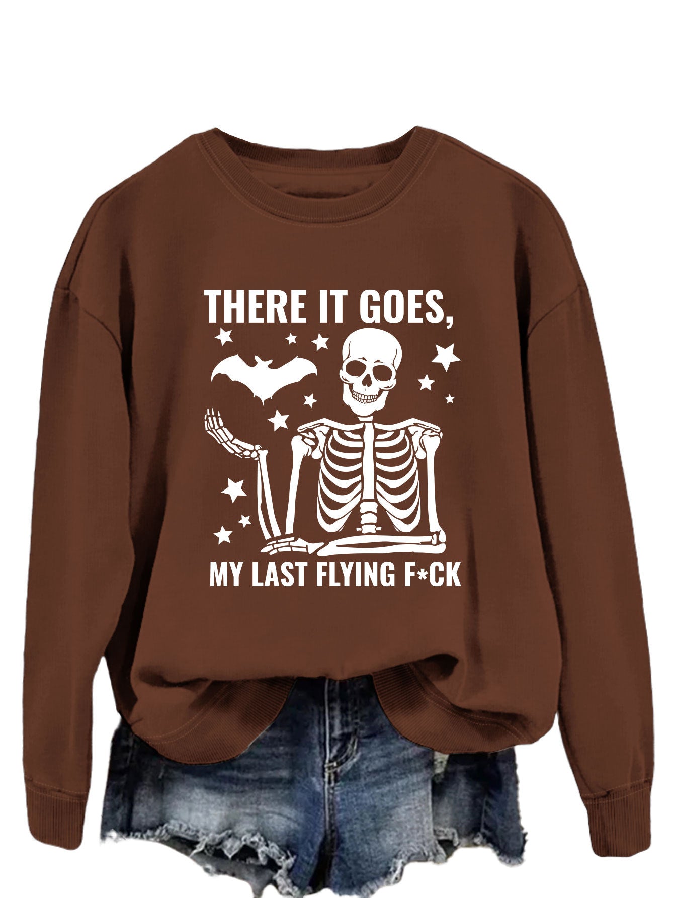 Print There It Goes Comfortable All-In-One Pullover Hoodie Autumn Fashion Long-Sleeved Shirt
