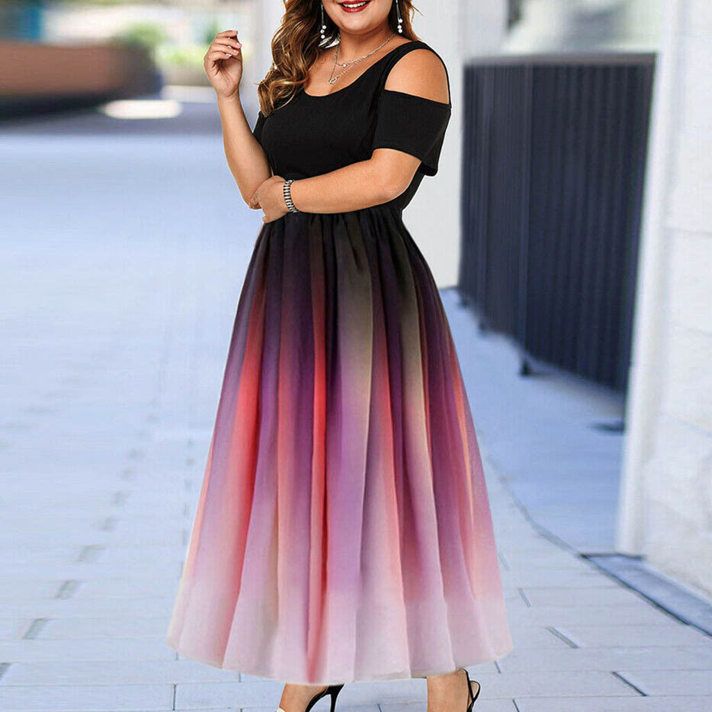 Party Dress Dress Slim Sexy Gradient Off-Shoulder Plus Size Women's Dress Long Skirt