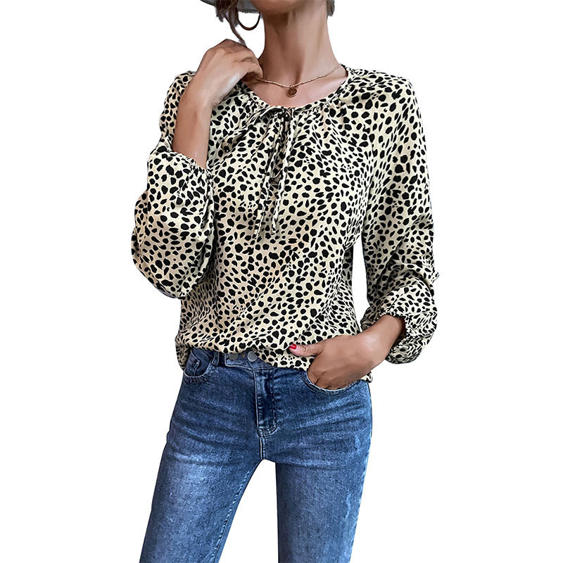 Fashion Women's New Spring New Leopard-Print Shirt Long-Sleeved Women