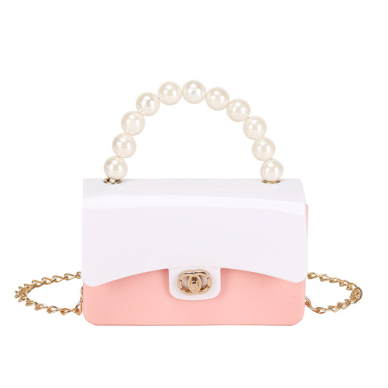 New Candy Color Jelly Bag Niche Design Double Color Beaded Bag Women's Handbag Single Shoulder Crossbody Bag