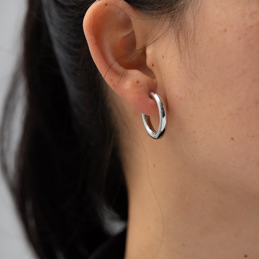 5pcs Fashion Jewelry Stainless Steel Solid Hoop Earrings Titanium Steel Women's Hoop Earrings Do Not Fade Accessories