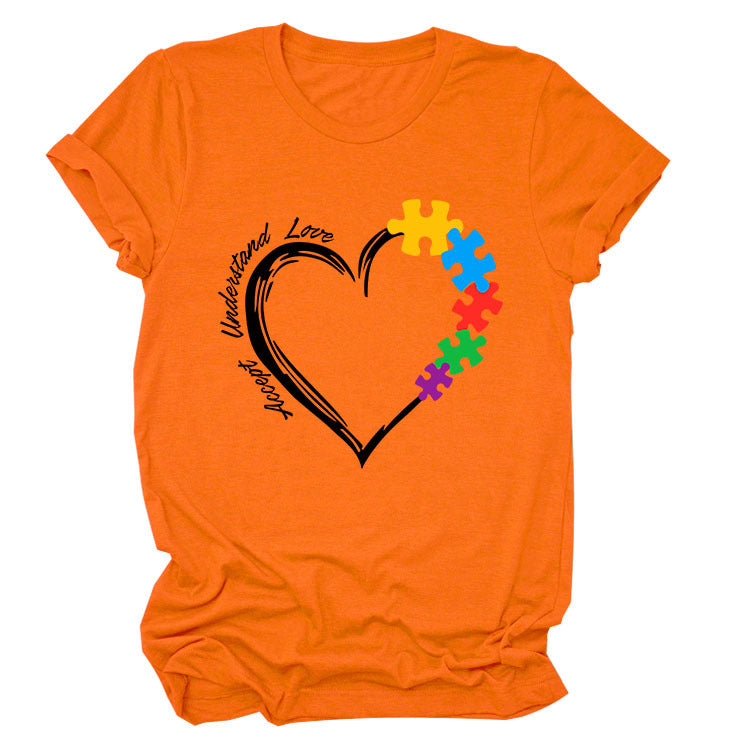 Fun Fashion Accept Understand Love Loose Casual Short Sleeves