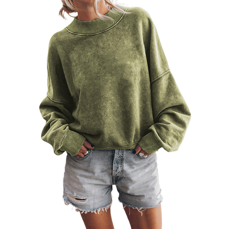 Autumn New Solid Color Hoodie Women Leisure Commuter Loose Set Round Neck Long Sleeve Blouse Women