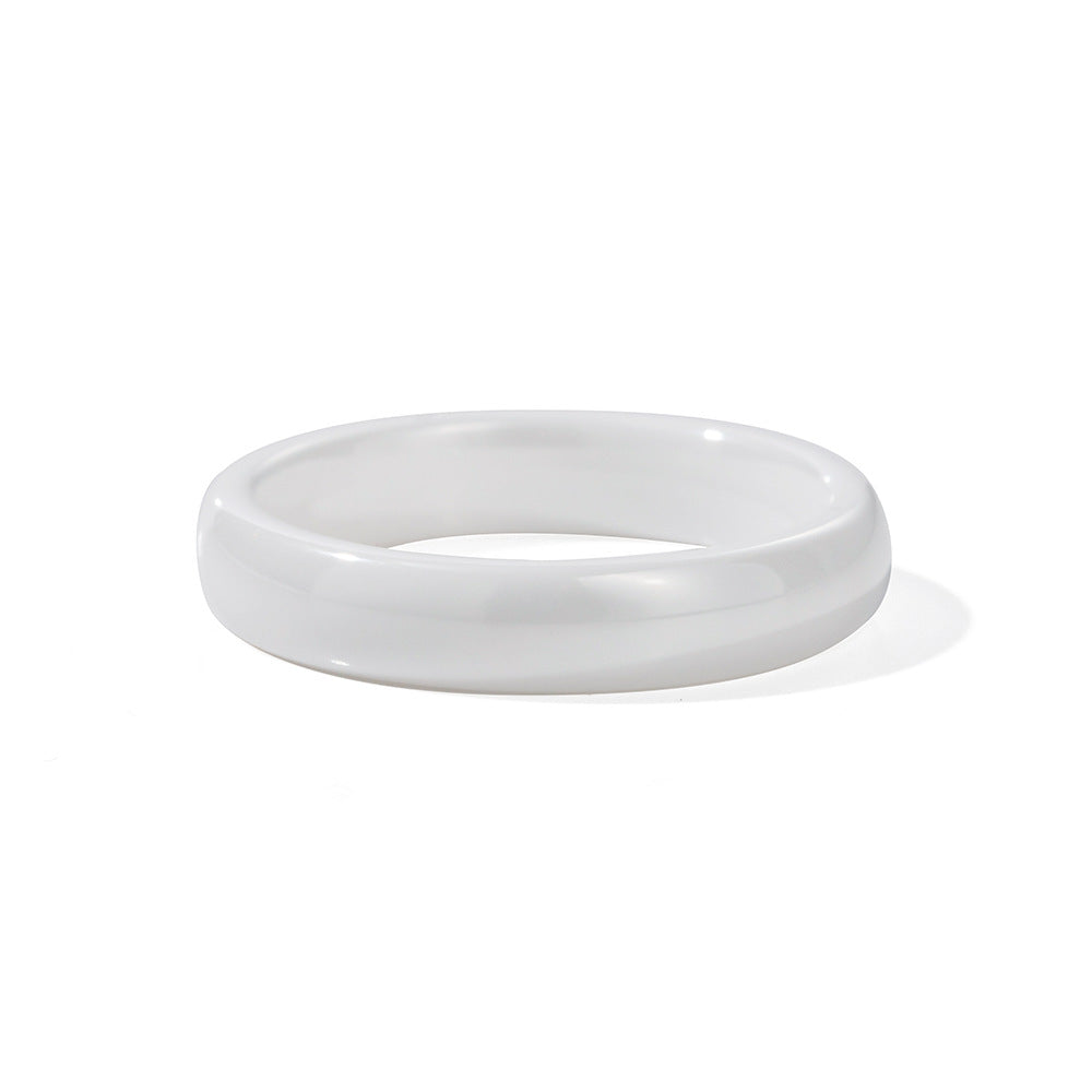 5pcs Women Fashion Niche Design 4Mm Wide White Ring Does Not Fade Jewelry