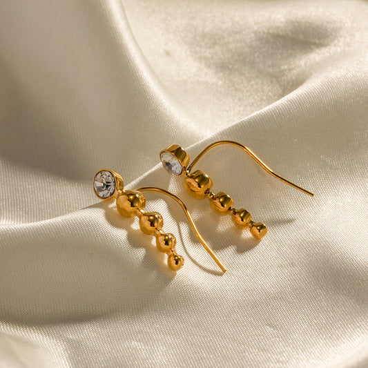 5pcs New Titanium Steel Earrings Women's 18K Gold Stainless Steel Inset Zircon Earrings Jewelry