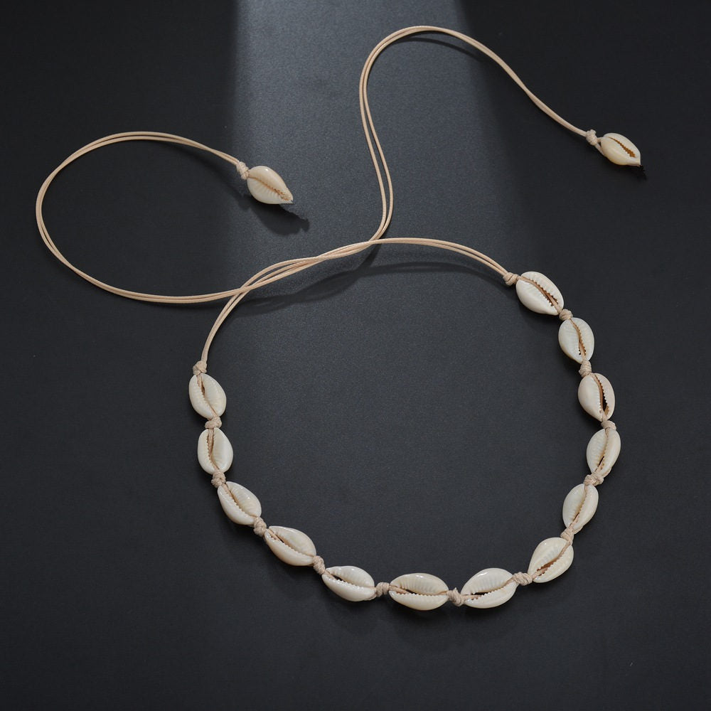 5 pcs Fashion Accessories Hawaiian Stylish Casual Collar Woven Shell Short Collarbone Necklace
