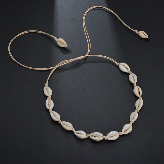 5 pcs Fashion Accessories Hawaiian Stylish Casual Collar Woven Shell Short Collarbone Necklace