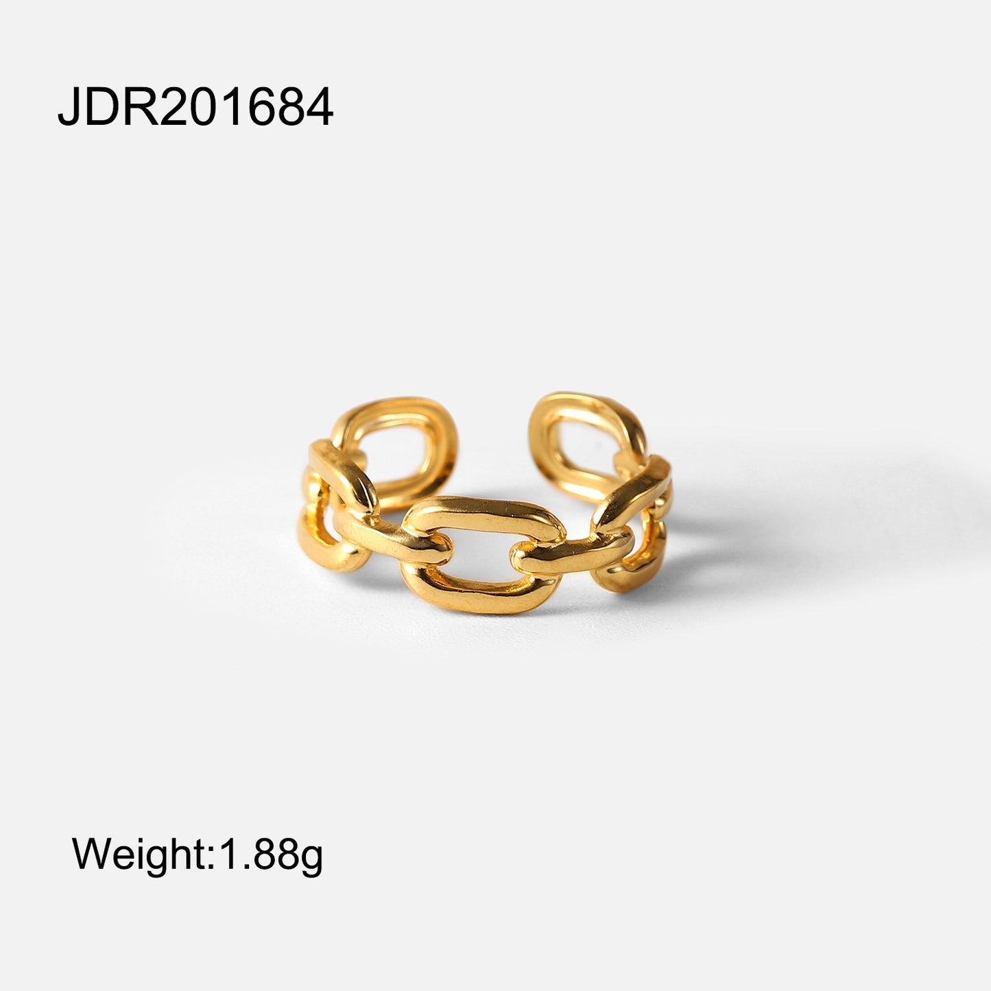 New 18K Gold Plated Stainless Steel Jewelry Square Buckle Chain Opening Ring Ladies Titanium Steel Ring