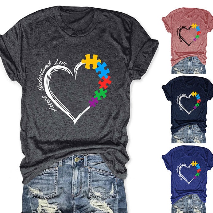 Fun Fashion Accept Understand Love Loose Casual Short Sleeves
