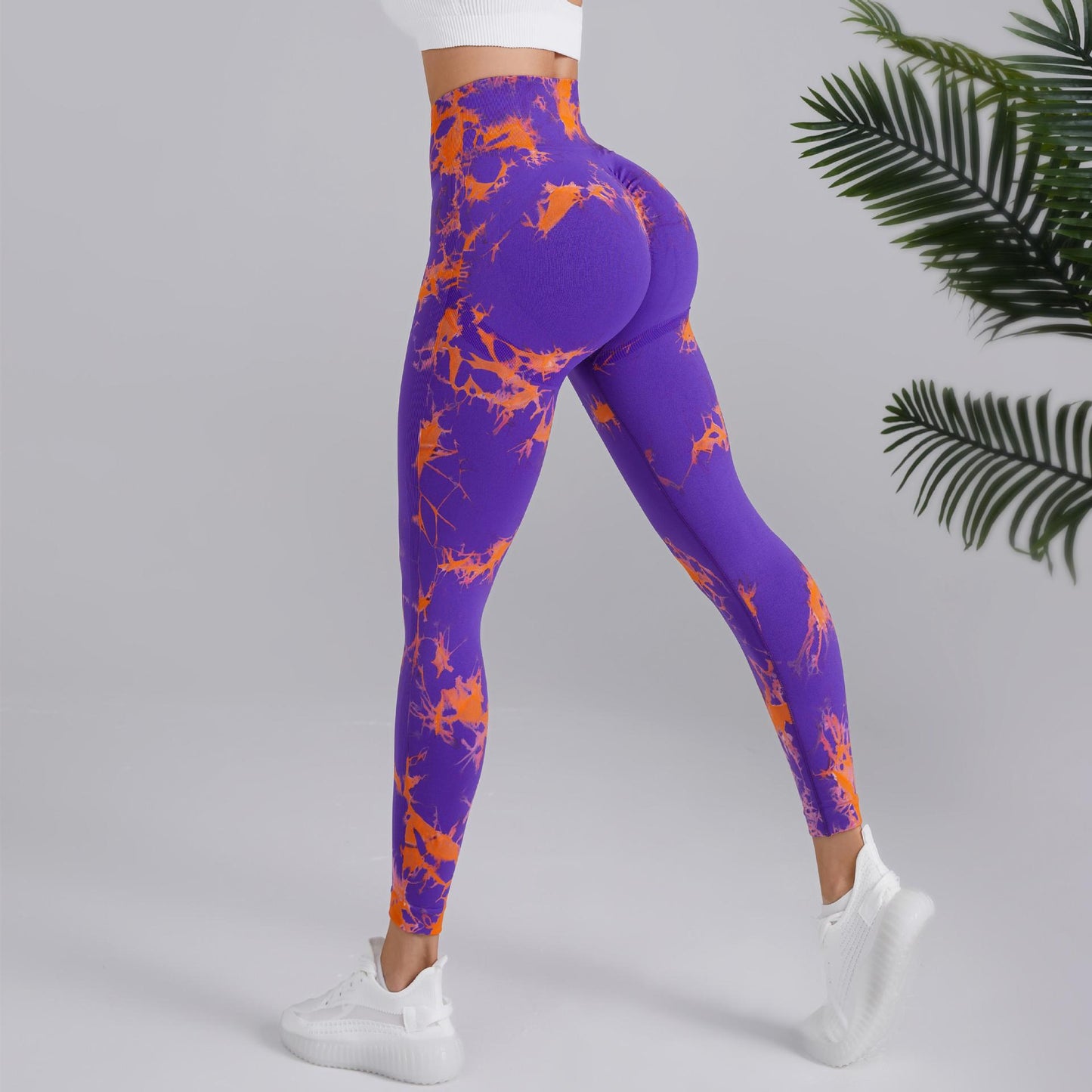 Seamless Peach Yoga Tight Pants Women's Two-Color Tie-Dye Bleaching High-Waisted Hip Lift Sports Running Fitness Pants