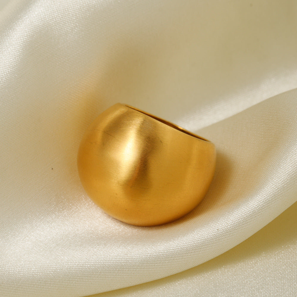 5pcs Cool Trendy Texture 18K Gold Stainless Steel Chubby Matte Brushed Ring Simple Ring