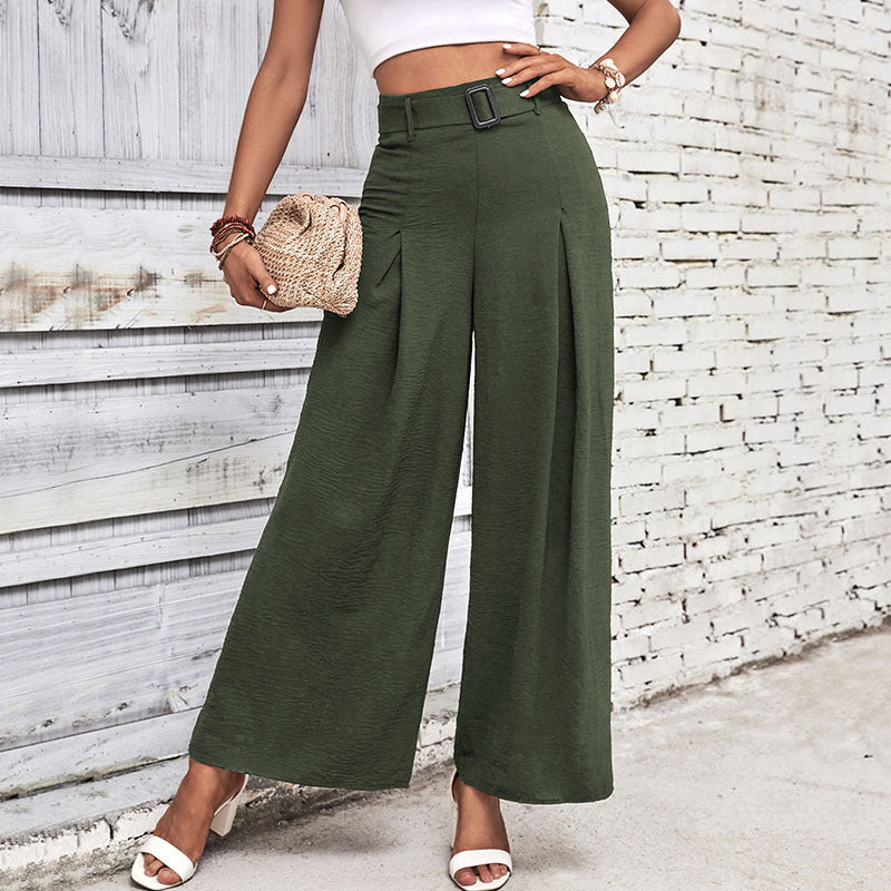 New Summer New Women's Solid Color High Waist Wide Leg Casual Pants Summer Girl