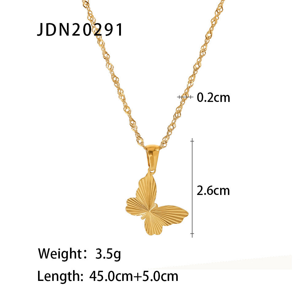 5pcs Niche Independent Packaging 18K Stainless Steel Butterfly Shaped Pendant Necklace