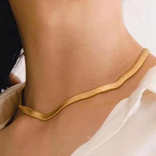 5pcs Gold Necklace Stainless Steel Popular Independent Packaging Snake Chain Collarbone Chain Necklace Women