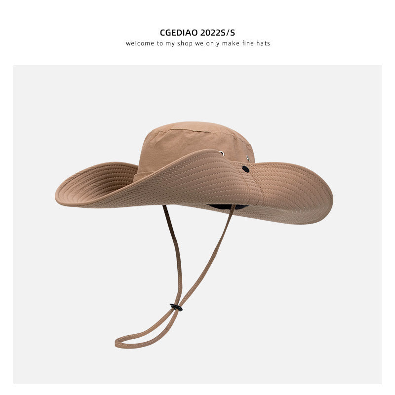Western Cowboy Hat Female Summer Big Brimmed Day Fisherman Hat Sun Protection Outdoor Beach Tour Hiking Hat Male