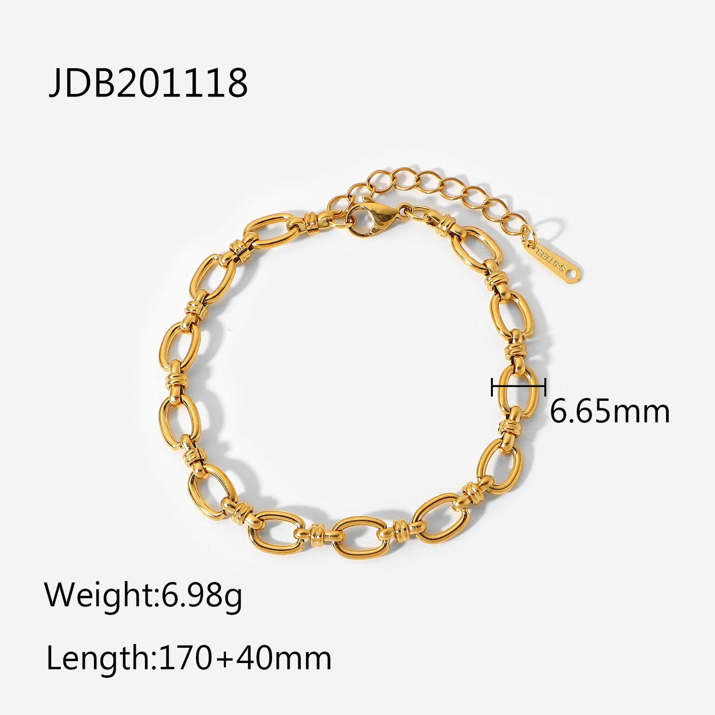 5pcs Narrow Chain Cross Buckle Bracelet 18K Gold Plated Stainless Steel Fashion Women's Popular Bracelet