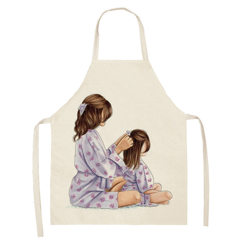New Apron Mother's Day Parent-Child Apron Home Anti-Fouling Cotton Linen Sleeveless Overalls Customized By Enterprises