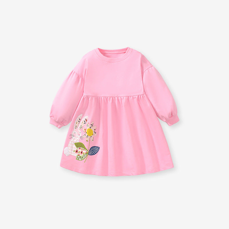 Long Sleeve Girls' Dress Cartoon Cotton Children's Dress Cute Fall Children's Dress